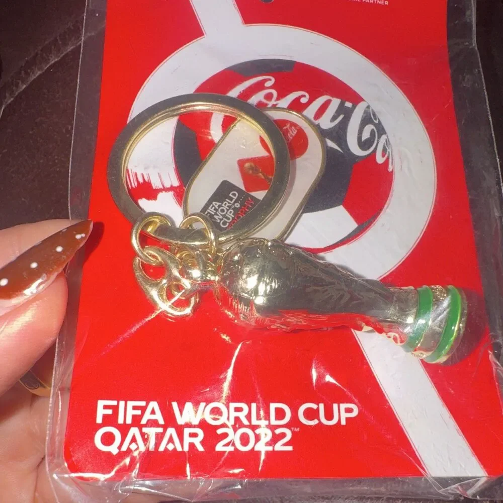 Coca-Cola FIFA World Cup Qatar 2022 Trophy Keychain Gold/Green